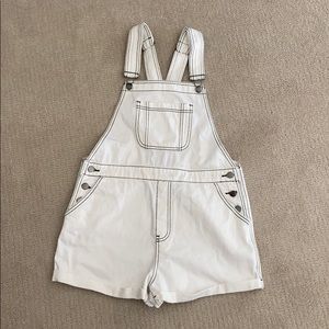 Women’s white jean overall shorts